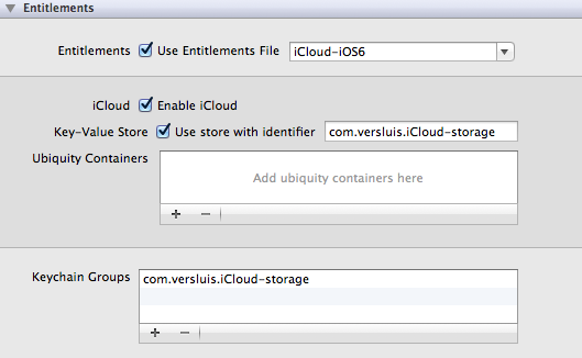 Entitlements in Xcode 4.6.3